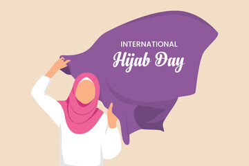 Single one line drawing  world hijab day good for world hijab day celebration. International hijab day concept. Continuous line draw design graphic vector illustration.