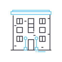 3 level building line icon, outline symbol, vector illustration, concept sign