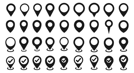 Map pin icon. location pin place marker set