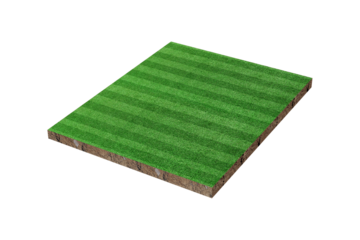 Green grass soccer or football field isolated on transparent background - PNG format.
