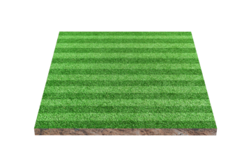 Green grass soccer or football field isolated on transparent background - PNG format.