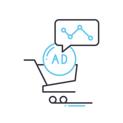 advertising statistics line icon, outline symbol, vector illustration, concept sign