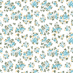 Fototapeta na wymiar Vector seamless pattern. Cute pattern in small flowers. Small light blue flowers. White background. Ditsy floral background. The vintage template for fashion prints. Stock vector.