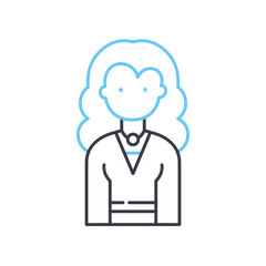 actress avatar line icon, outline symbol, vector illustration, concept sign
