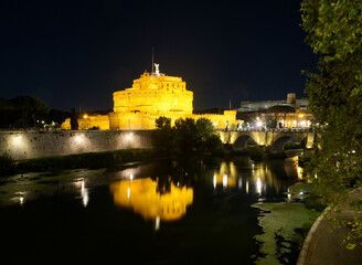 The castle Sant' Angelo located on the banks of the river tiber in Rome Italy.