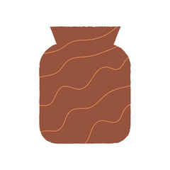 Abstract ceramic vase with striped texture. Pottery vector illustration on isolated background. Bohemian hygge concept