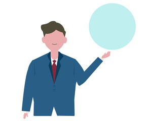 案内をするスーツの男性 ビジネスウーマン WEBバナー 背景 ベクターイラスト