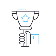 award achieving line icon, outline symbol, vector illustration, concept sign