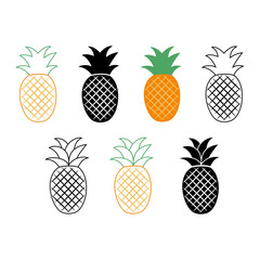 Pineapple vector. A set of icons in a flat style