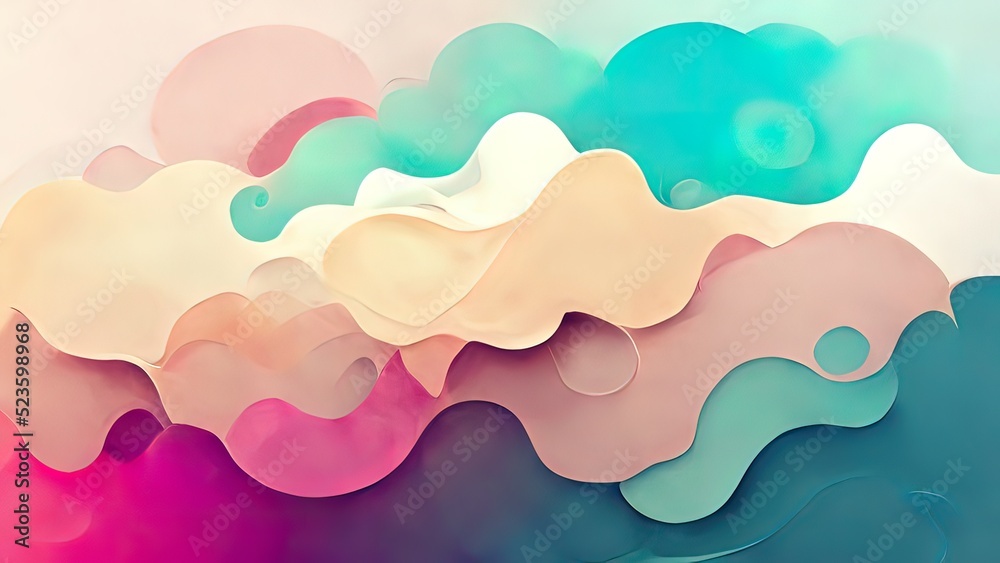 Poster colorful pink, pastel colors, liquid shapes background. texture abstract wallpaper. cartoon geometri