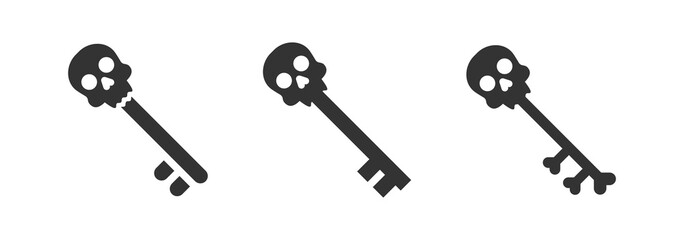 Skull key icon. Flat vector illustration.