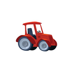Tractor vehicle for harvesting and farming, flat vector illustration isolated.