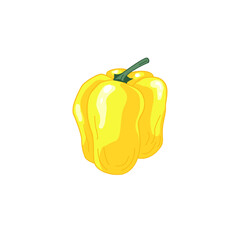 Yellow pepper in cartoon style with stroke isolated on the white background