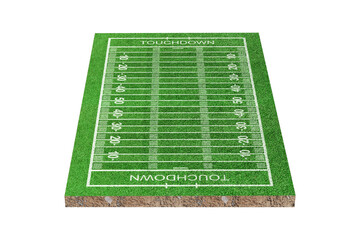 American soccer field with line pattern isolated on transparent background - PNG format.