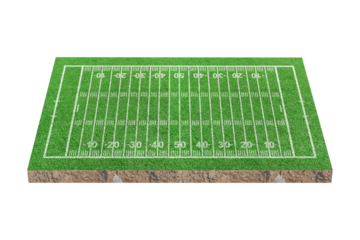 American soccer field with line pattern isolated on transparent background - PNG format.