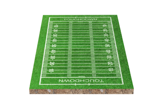 American soccer field with line pattern isolated on transparent background - PNG format.