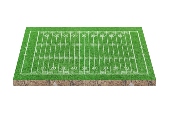 American soccer field with line pattern isolated on transparent background - PNG format.