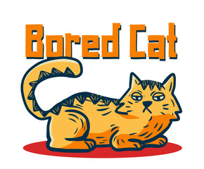 Colored bored cat. Vector illustration