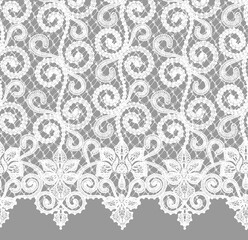 Seamless Vector Detailed White Lace Border