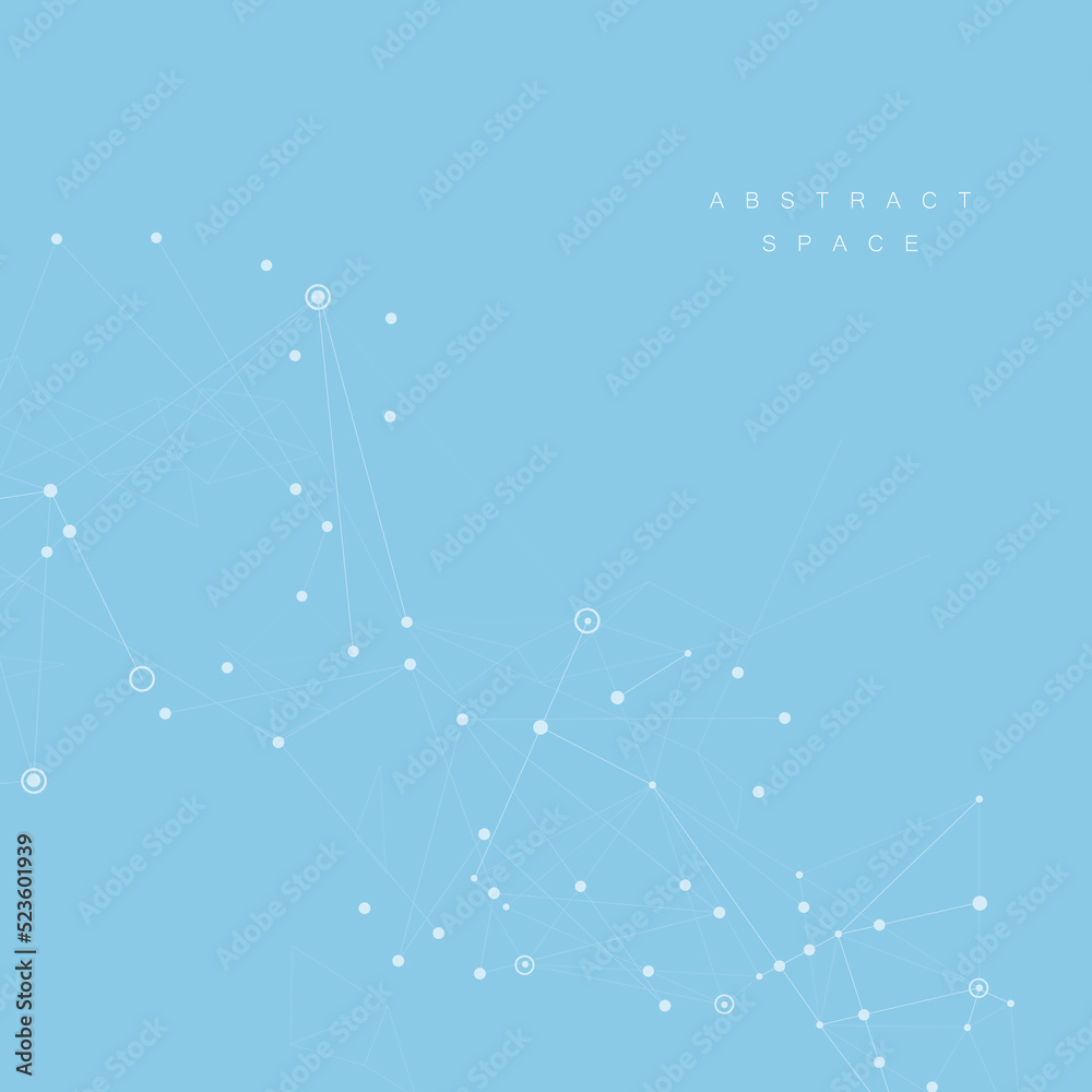 Aufkleber Vector connecting dots and lines. Futuristic line fractal triangle. Molecule communication background
