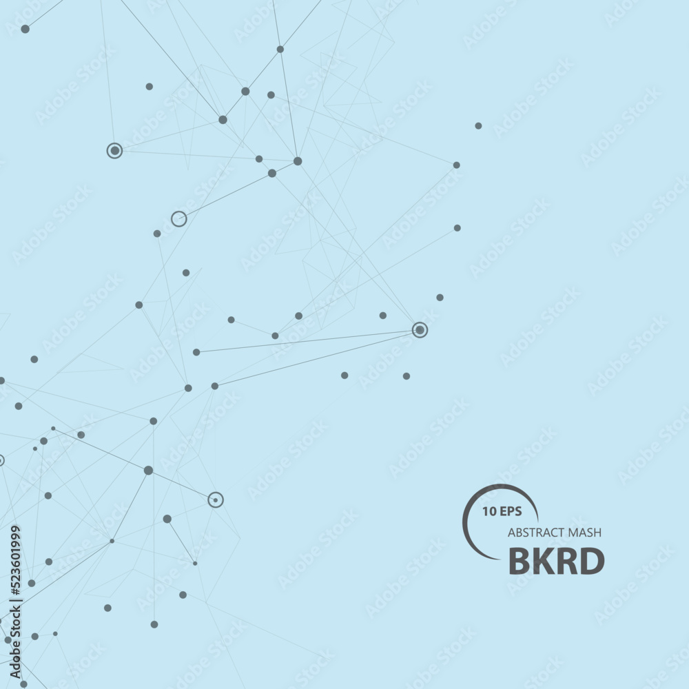 Aufkleber Vector connecting dots and lines. Futuristic line fractal triangle. Molecule communication background