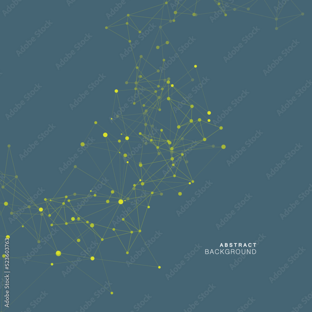 Aufkleber Abstract connecting dots and lines. Futuristic line fractal triangle. Low poly vector background