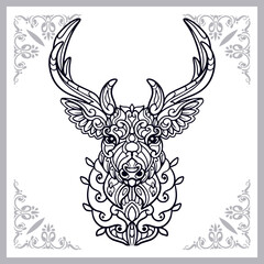 Deer zentangle arts isolated on white background