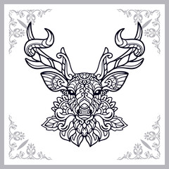Deer zentangle arts isolated on white background
