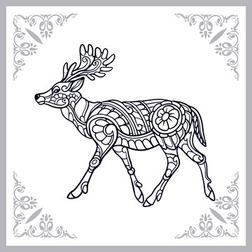 Deer zentangle arts isolated on white background