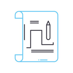 blueprint line icon, outline symbol, vector illustration, concept sign