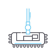 broom line icon, outline symbol, vector illustration, concept sign