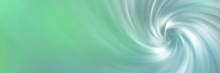 Summer green and blue spiral vortex soft blurred abstract gradient background banner, header texture. Wide screen wallpaper. Panoramic web banner with copy space for design