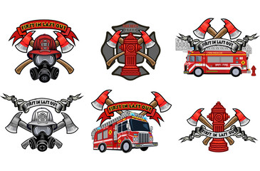 Fire Department Cross includes fireman cross axes - obrazy, fototapety, plakaty