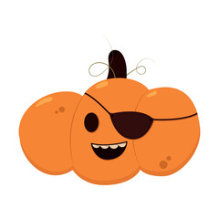 Vector pumpkin in a pirate costume for Halloween. Happy Halloween.