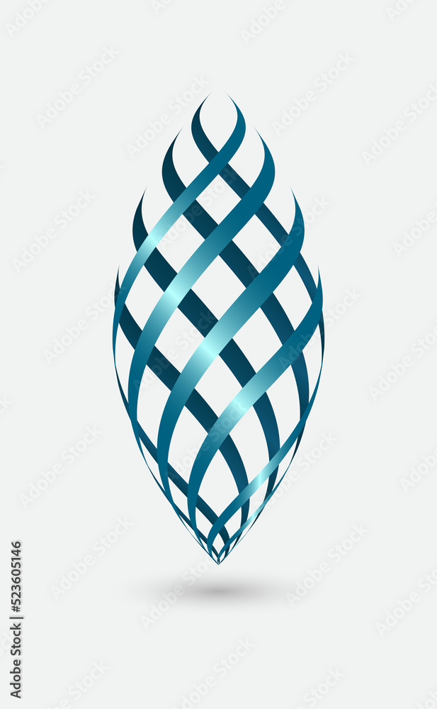 Wall mural Logo abstract shape wave blue color