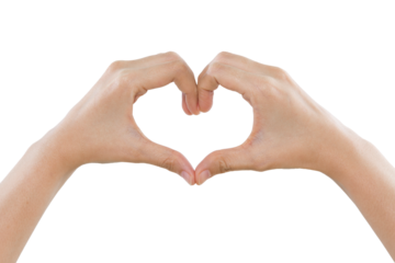 Female hands making a heart shape isolated on white backgroud