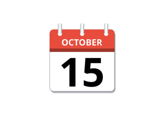 October, 15th calendar icon vector
