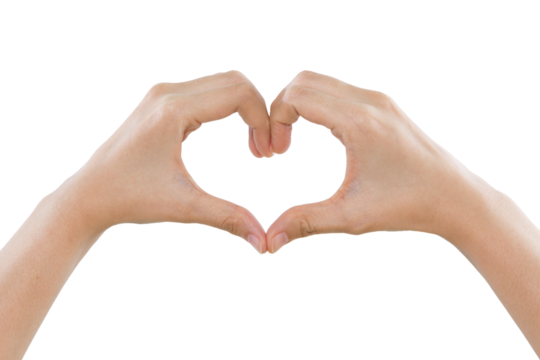 Female hands making a heart shape isolated on white backgroud