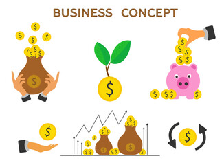 Business Concept illustration. Mega set. Vector illustration.