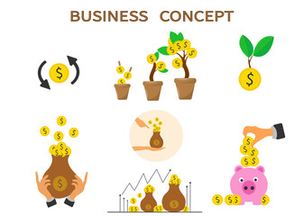 Business Concept illustration. Mega set. Vector illustration.
