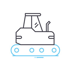 bulldozer tracktor line icon, outline symbol, vector illustration, concept sign