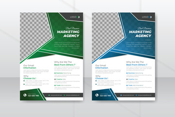 A4 size flyer or corporate flyer template for abstract design, brochure, annual report or modern leaflet, cover or presentation with 2 color sets