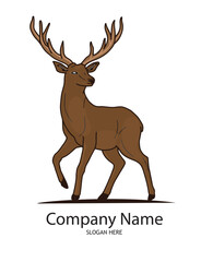 Elegant deer wild logo for graphic, pattern, logo, tattoo, design, badges. Vector illustration isolated on white background.

