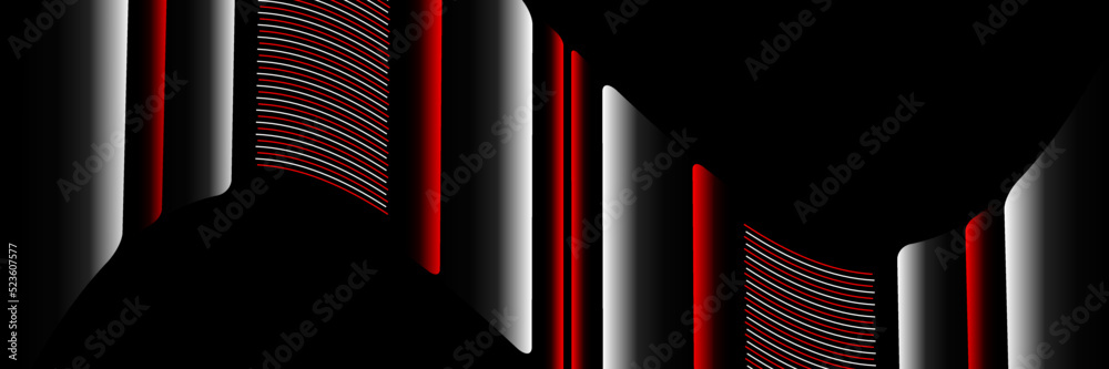 Wall mural Abstract black, white and red technology background with line