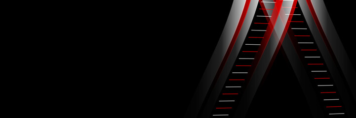 Abstract black, white and red technology background with line