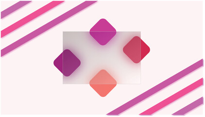 Abstract trendy background with colorful geometric shapes, glass morphism effect