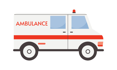 Naklejka premium Ambulance car on white background. Medical vehicle. Ambulance auto paramedic emergency. Flat vector illustration.
