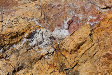 Close up view of volcanic rock by Aegean sea captured near Ayvalik town in Turkey.