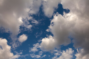 Blue sky texture in white cumulus clouds