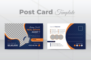 Real estate postcard design template with creative modern layout. Invitation Design, Event Card Design, Direct Mail Template, leaflet.